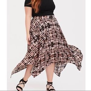 Torrid Brown & Black Tie-Dye Chalis Handkerchief Maxi Skirt